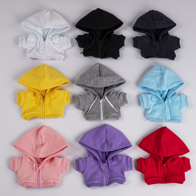 Wholesale 20CM doll clothes 15CM in stock zipper hooded sweater 10cm cotton doll clothes many colors