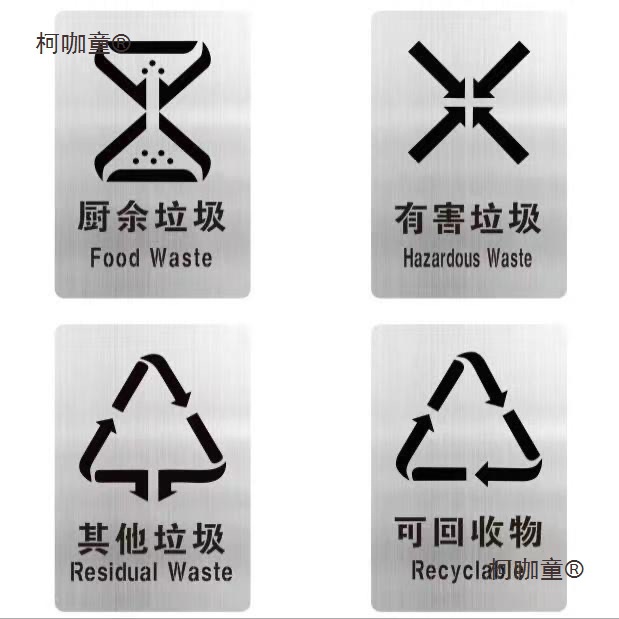 可回收镀锌铁字板垃圾垃圾桶垃圾分类标识镂空喷漆模板喷漆麦太保