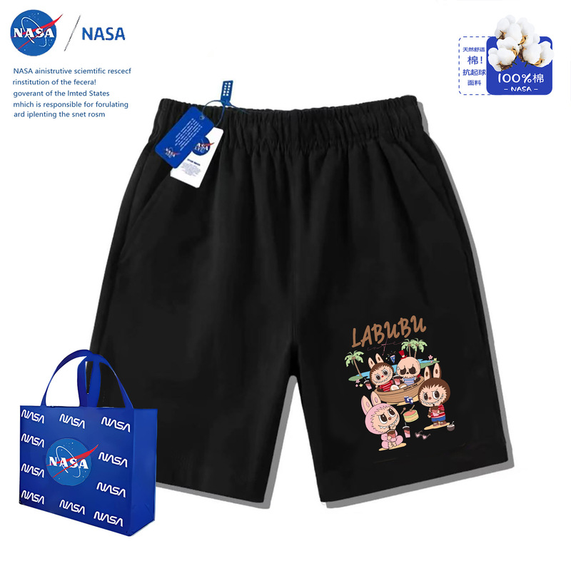 NASA爆火2025电动车拉布布外穿直筒短裤中大童五分裤子休闲短裤|undefined