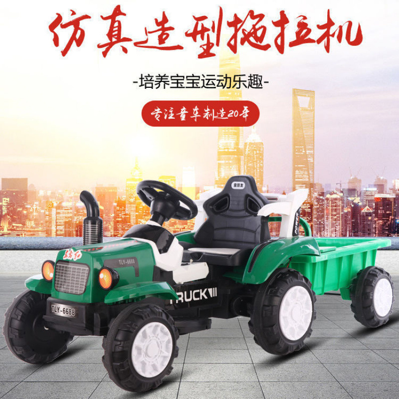 Top with big green double -drive electric tractor+big fight