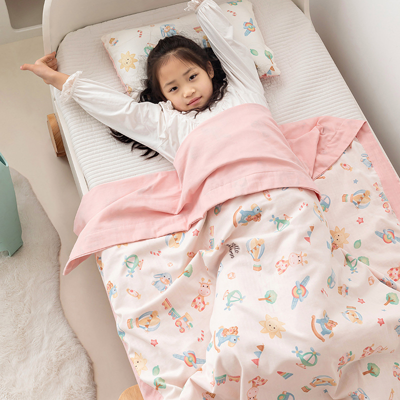 Clase A manta para bebés y niños edredón fresco de verano de algodón jardín de infantes siesta edredón fino manta de aire acondicionado para niños hilo de doble capa edredón fresco de verano