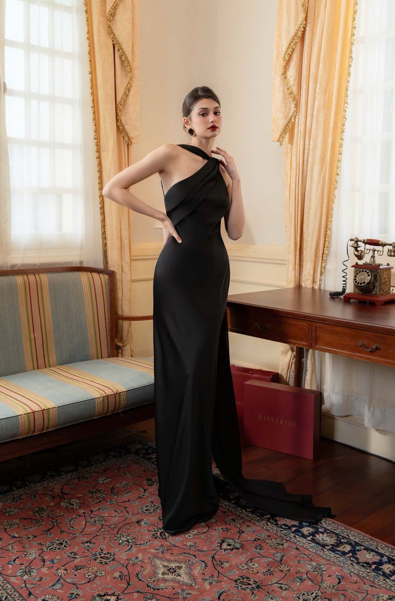 Elegant Socialite One‑Shoulder Satin Mermaid Slimming Bodycon Long Party Dress_ecoleips.com