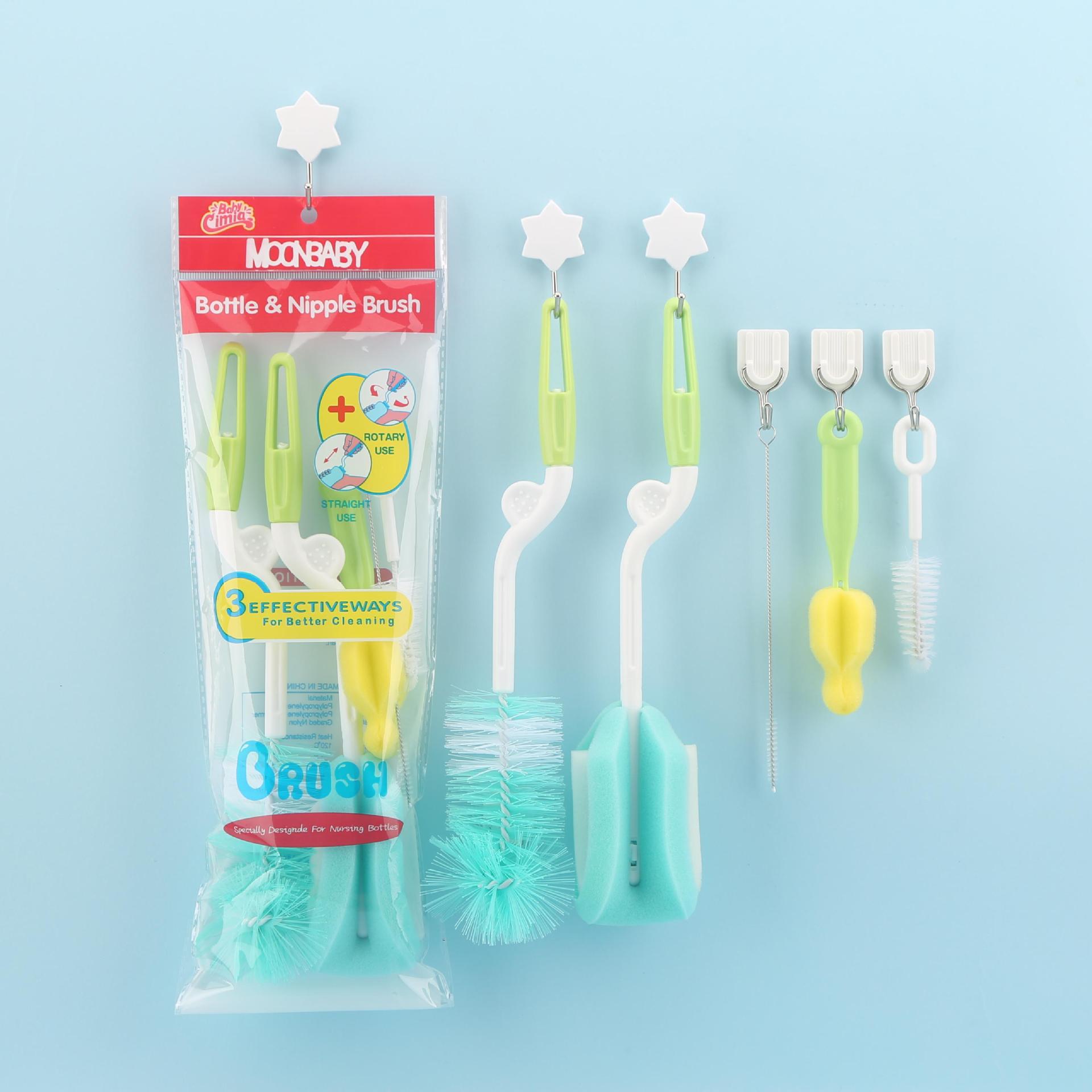 Le Ermei Juego de 5 piezas Cepillo para biberón Juego de 5 piezas Cepillo para biberón giratorio 5 en 1 Cepillo para biberón Juego de cepillo para pezones
