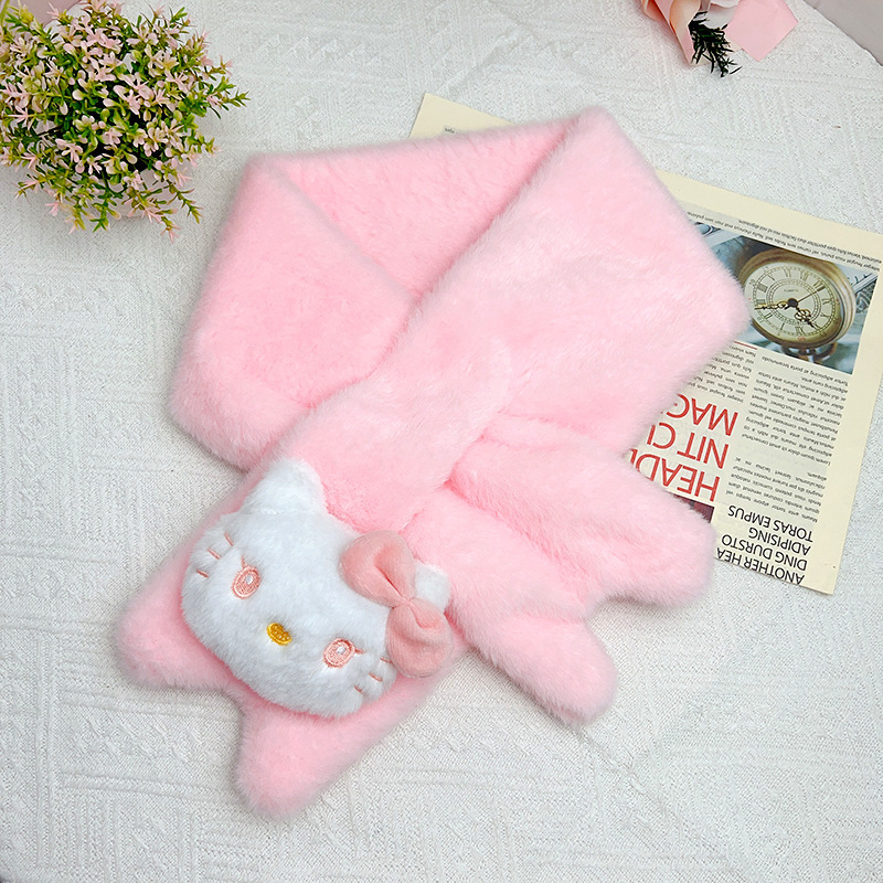 キーキーはカップルのかわいいkitty猫マフラー少女心ins百合学生が防寒の新型マフラーに乗っている|undefined