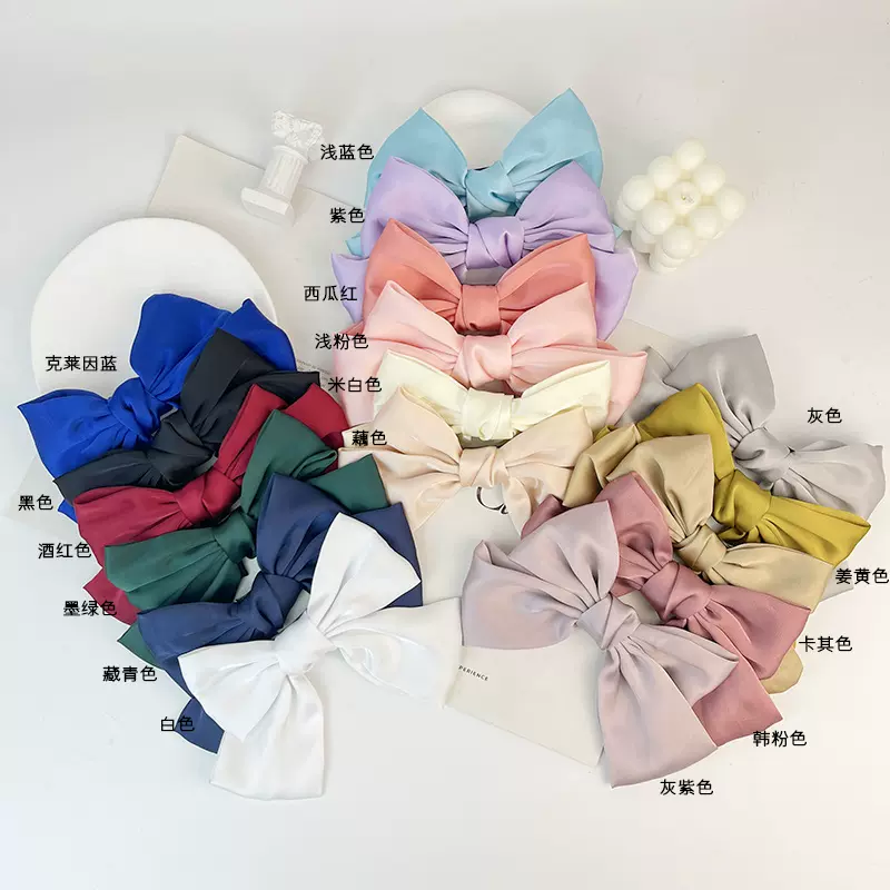 日韩甜美高级感缎面大蝴蝶结发夹高品质气质网红顶夹公主头鸭嘴夹
