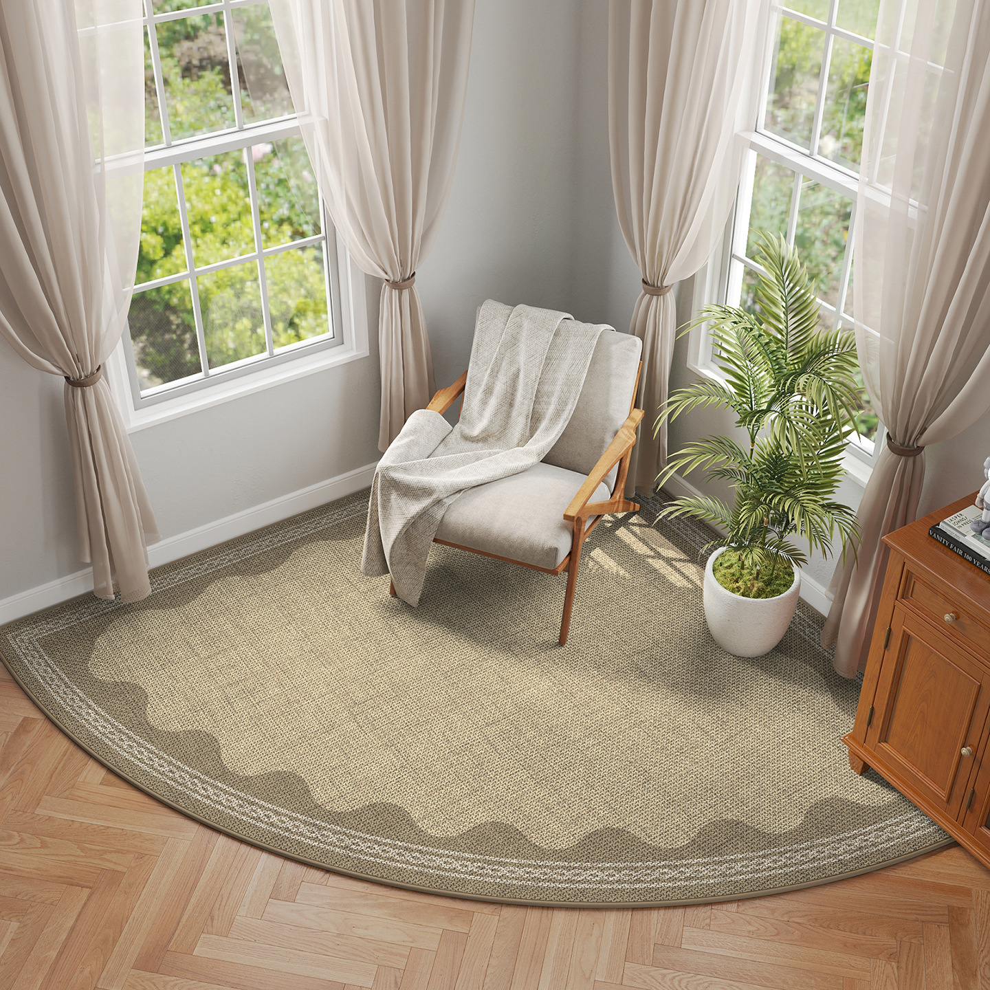 Luz de lujo en forma de ventilador dormitorio alfombra de cama suave a favor de la piel antideslizante resistente a la suciedad fácil de cuidar dormitorio decoración alfombra de pies
