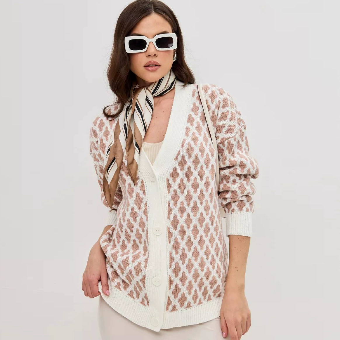 扣 排 пуговицах пуговицах single -breasted knitted cardigan outer sleeve girl