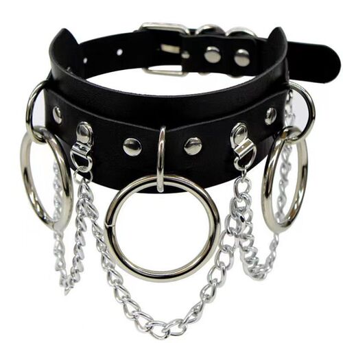 Rockabilly punk necklace rivet collar PU leather women's neck tie choker neck chain collarbone chain gothic accessories