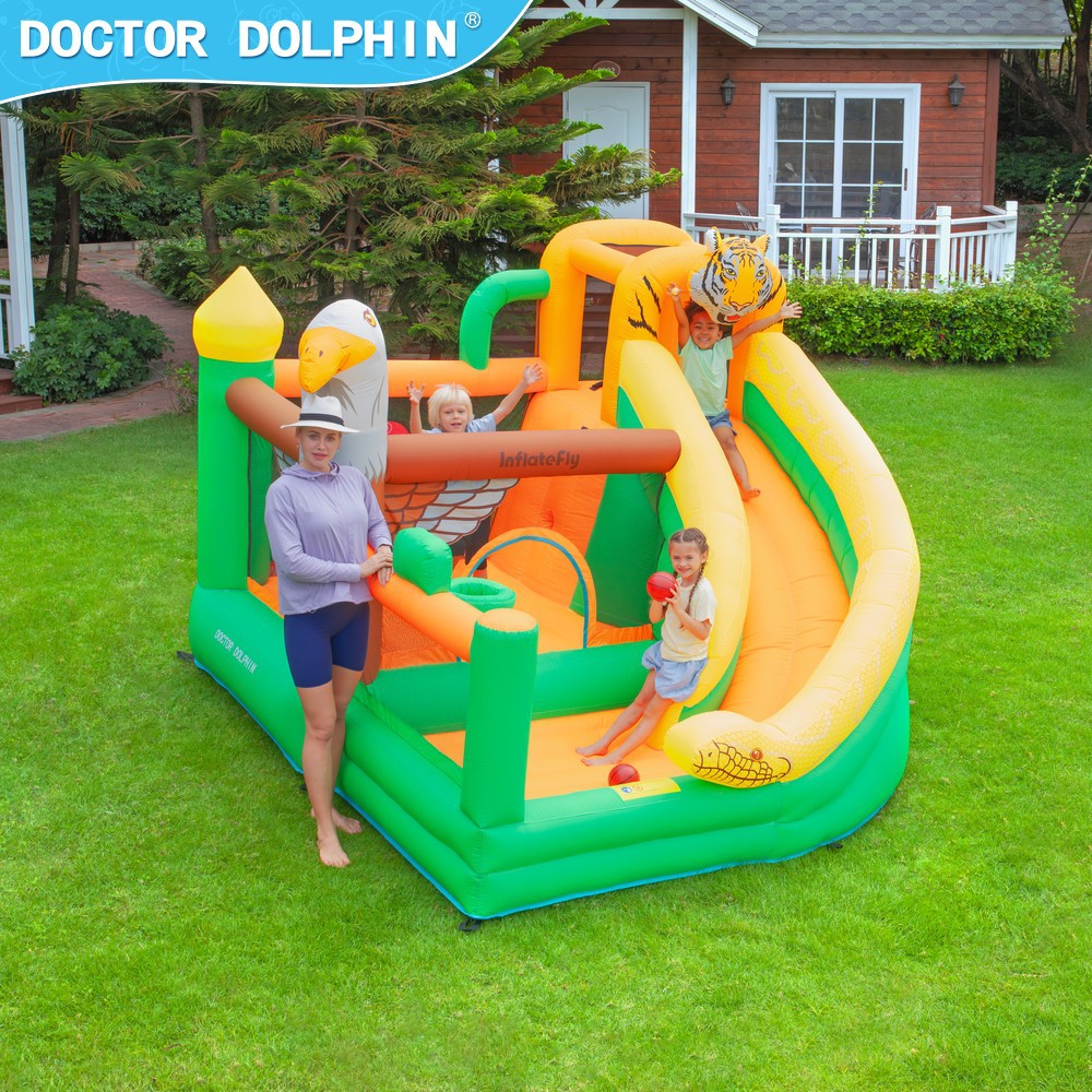 Dr. Pig inflatable castillo para niños inflatable al aire libre slide para casa mini parque infantil castillo