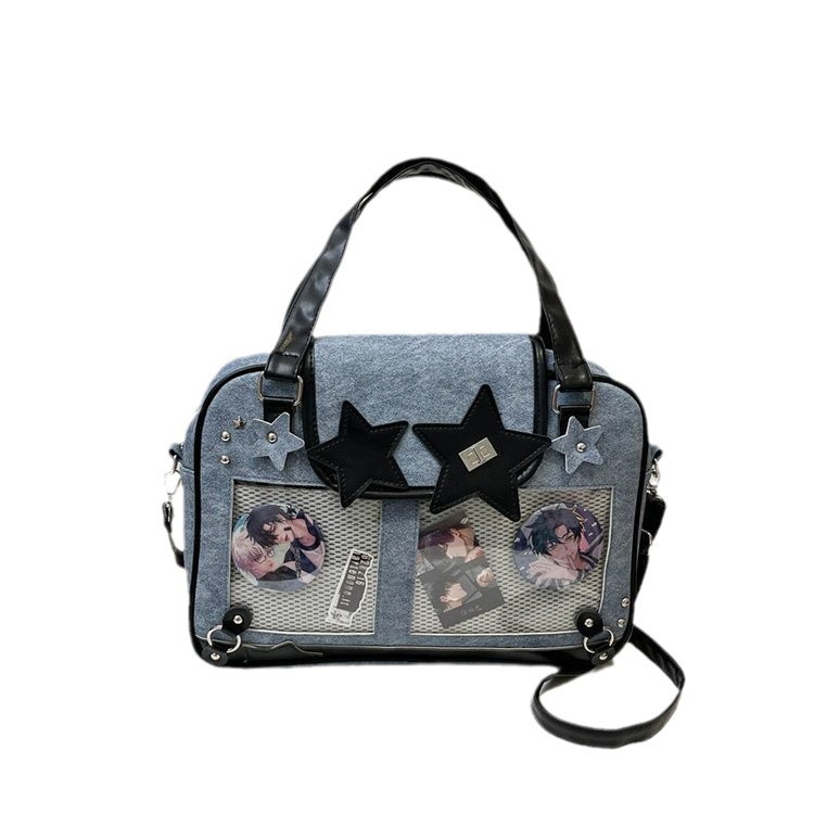 일본 2 차원 투명 5 점 별 통증 가방 매일 올 매치 어깨 크로스 바디 휴대용 학생 배낭