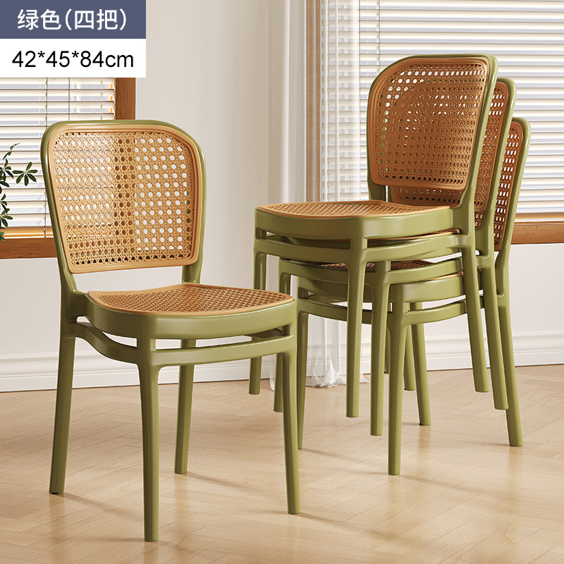 Silla de ratán de plástico Silla de comedor de estilo nórdico al aire libre ratán-como engrosada silla trasera hogar apilable espiral plegable Silla de comedor