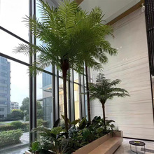 真木杆配大展叶假树小钢管椰子叶定做厂家室内景观装饰仿真椰子树