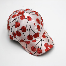新款时尚水果樱桃棒球帽跨境女士印花鸭舌帽潮休闲街头遮阳帽子