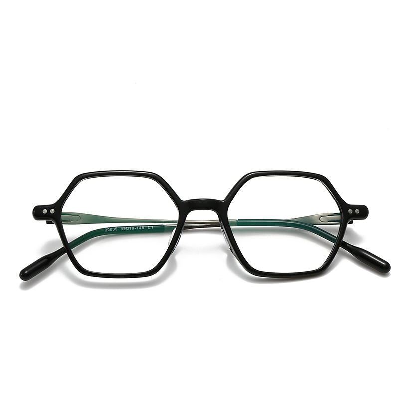 Gafas de madera STUDIOMUKU con temperamento de hermano mayor, placa poligonal, marco de gafas de titanio puro, marco retro