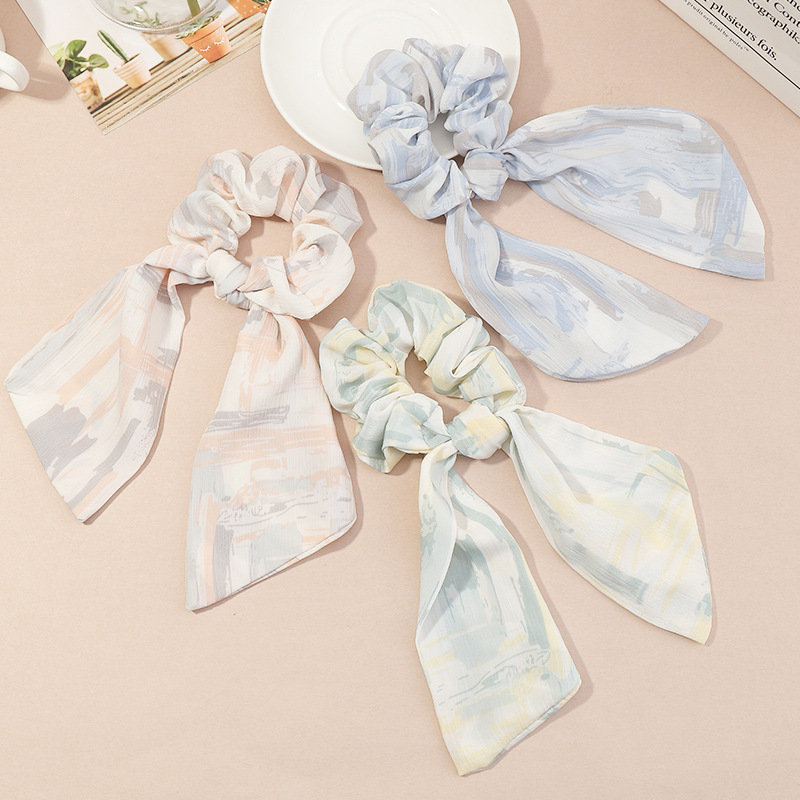 Korea Printing Bowknot Ribbon Hair Scrunchies display picture 1