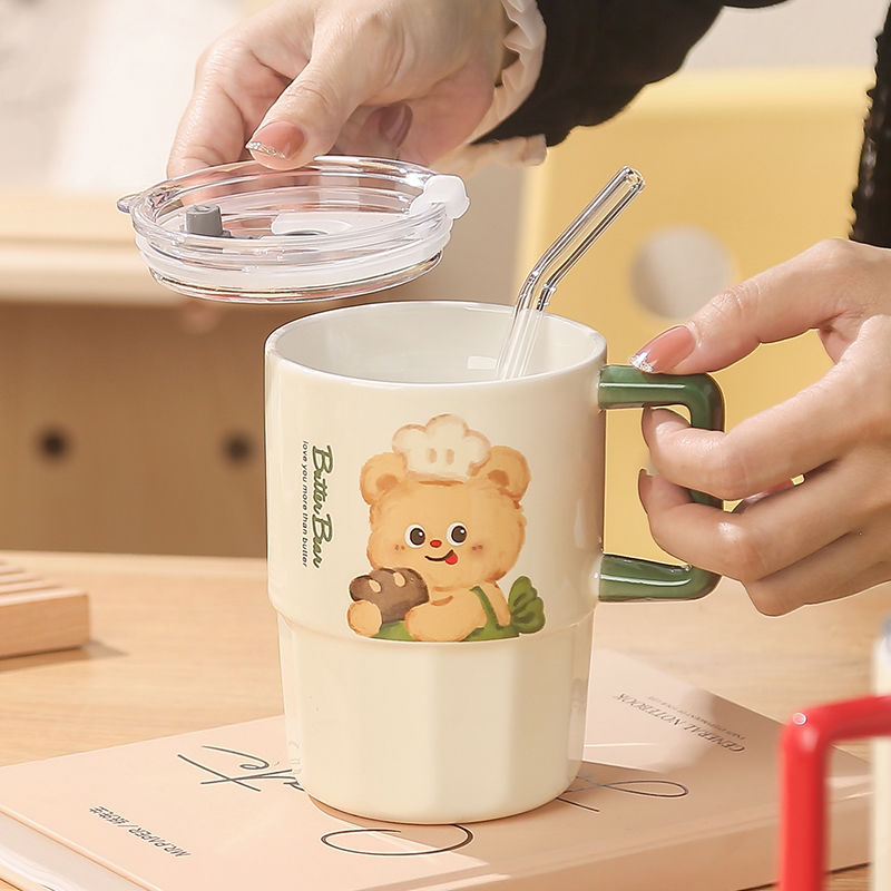 캐릭터 손잡이 빨대 머그컵 420ml
