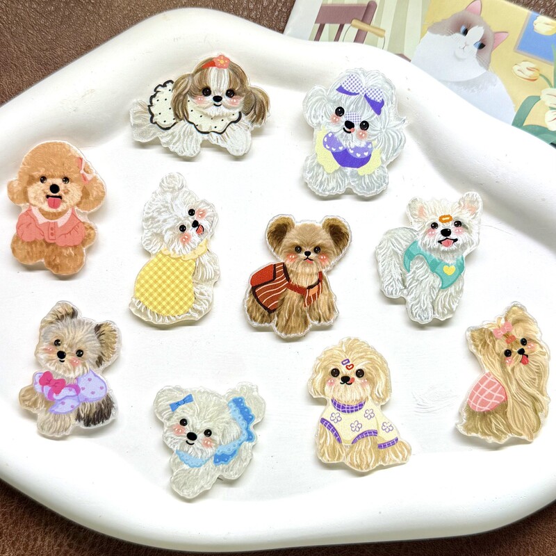 Acrylic Cartoon Cute Dog Hairpin Accessories Handmade Jewelry Badge Ice