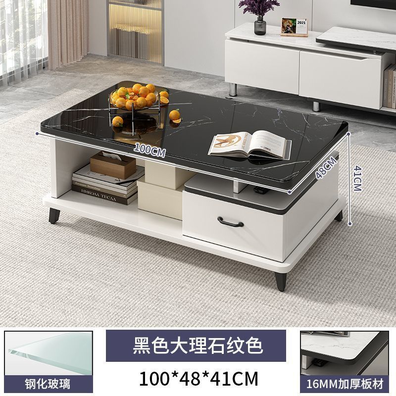軽量高級コーヒーテーブルリビングルームホーム小さなアパートモダンシンプルテレビキャビネット組み合わせセット強化ガラスハイエンドティーテーブル|undefined