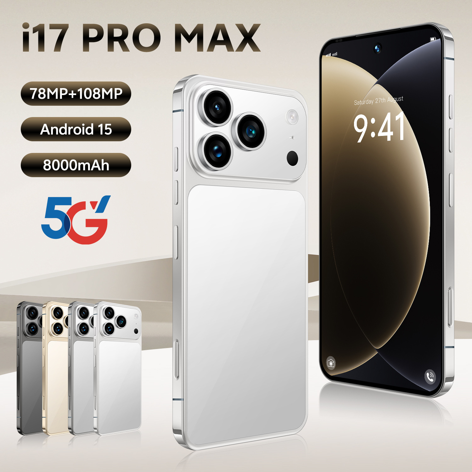 Transfronterizos Android teléfono i17 Pro Max inteligente 16 + 1T alta definición de la fábrica de la fuente de comercio exterior de teléfonos móviles