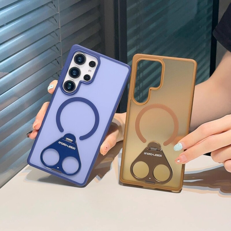 Suitable for Samsung S25Ultra Frosted Transparent Skin-Feel Mobile Phone Case S24+ Invisible Foldableing Rotating Stand Protective Cover