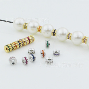 4mm colored diamond edging concave spacer spacer spacer bead 18K gold crystal pearl bracelet accessories