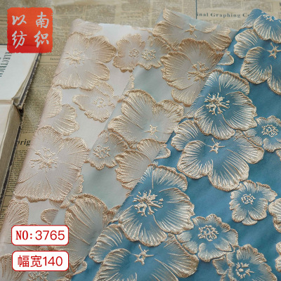 优雅立体凹凸感烫金花朵连衣裙面料复古春秋外套女装箱包服饰布料|ms