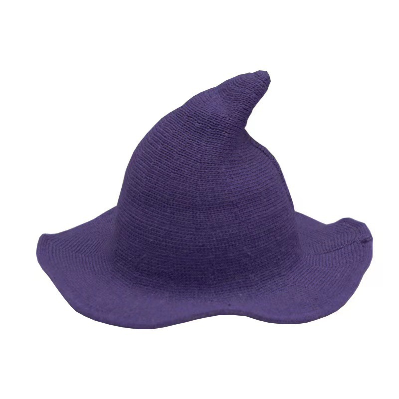 Sombrero de bruja de mujer de Halloween Sombrero de brujo de lana Primavera y otoño Nuevo estilo Sombrero de punto delgado Sombrero de pescador Sombrero de brujo divertido