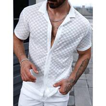 F 76408 Lace hollow men's casual shirt ��˿�ο���ʿ���г���