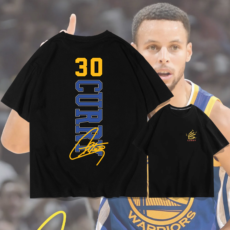 Curry Signature Cotton Short-sleeved T-shirt for Men and Women Summer Youth Students Fashion Brand Basketball Sports Loose Shoulder Half Sleeve
