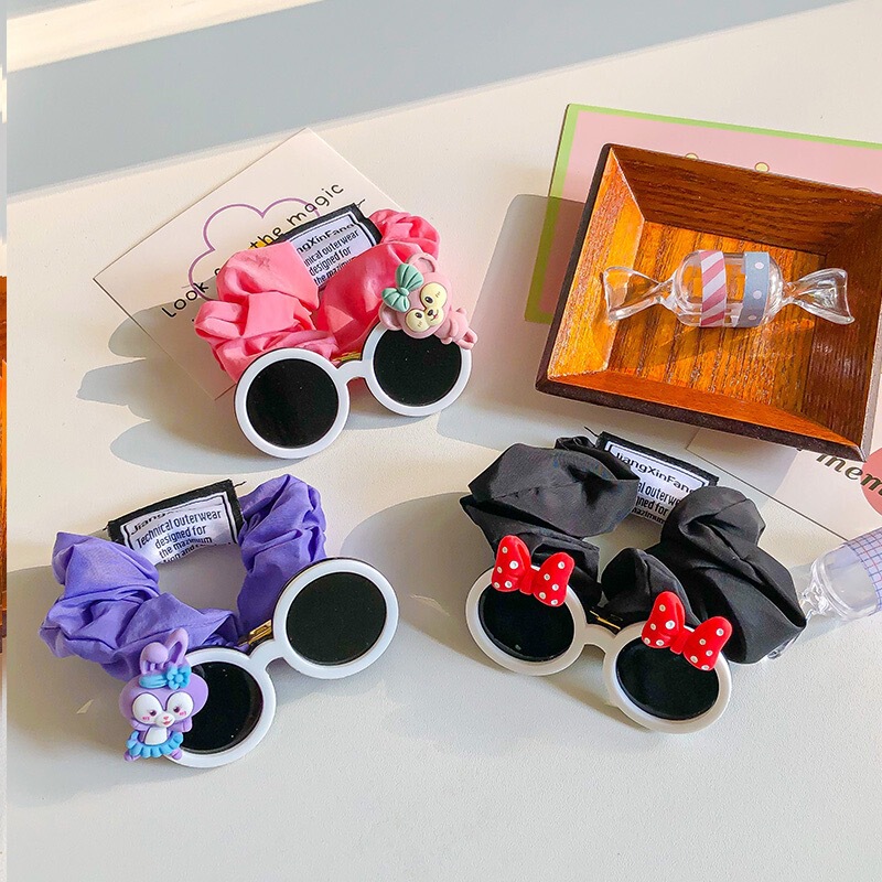 Personalized glasses large intestine hair band hair rope women's ball head sunglasses head rope advanced sense children's hair accessories rubber band wholesale