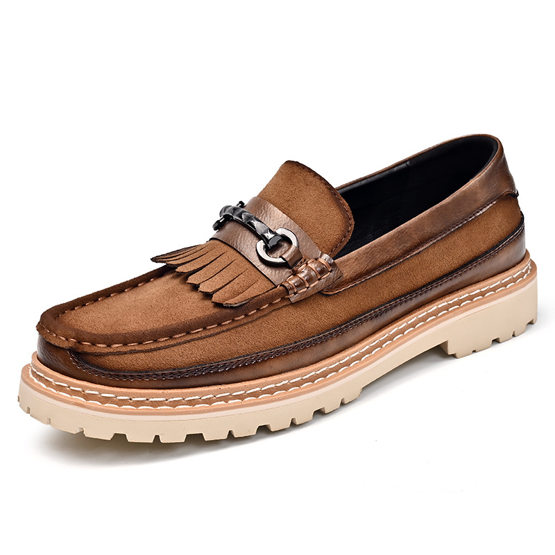 Comercio exterior tamaño 46 zapatos de hombre estación europea zapatos de cuero casuales de negocios de hombre estilo británico un pie zapatos casuales de cuero
