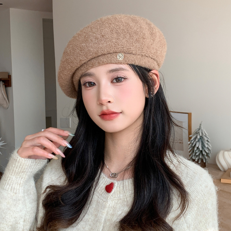 时尚百搭英伦风保暖贝雷帽子女秋冬季显脸小画家帽文艺复古蓓蕾帽|undefined