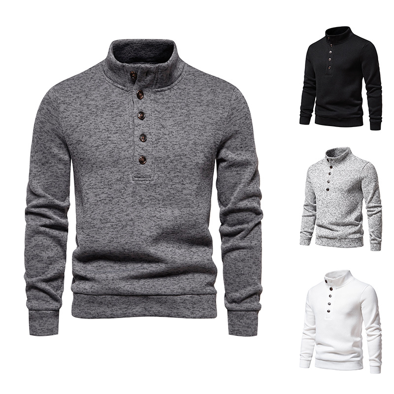 2023 men's turtleneck button sweater pullover casual jacket for men_voghion.com