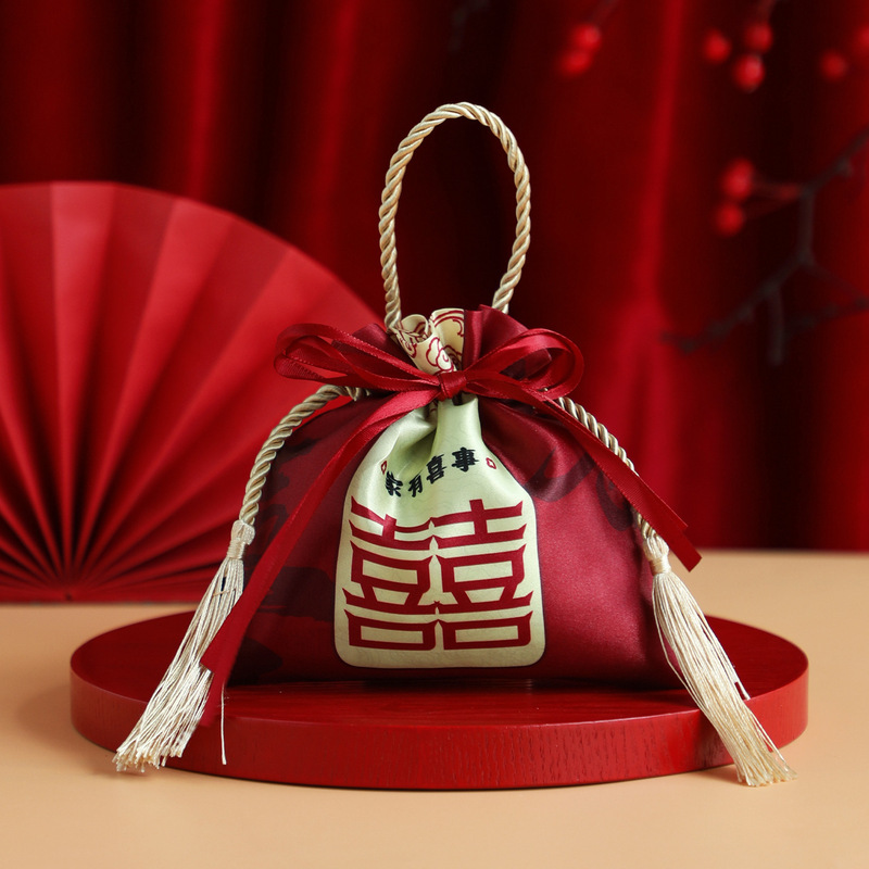 结婚喜糖袋子2025新款高级感婚礼订婚专用糖果布袋喜糖盒子免折叠|undefined
