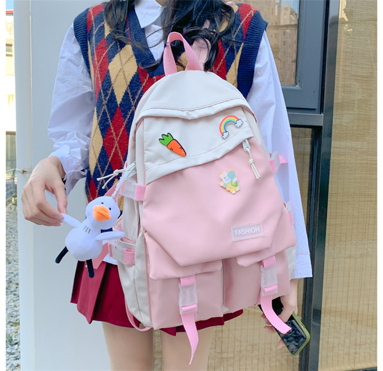 Fashion Solid Color Square Zipper Functional Backpack display picture 4