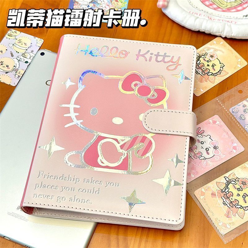 ins镭射kt猫a5皮质pu卡册4宫格少女心拍立得照片小卡收纳册相册子|undefined