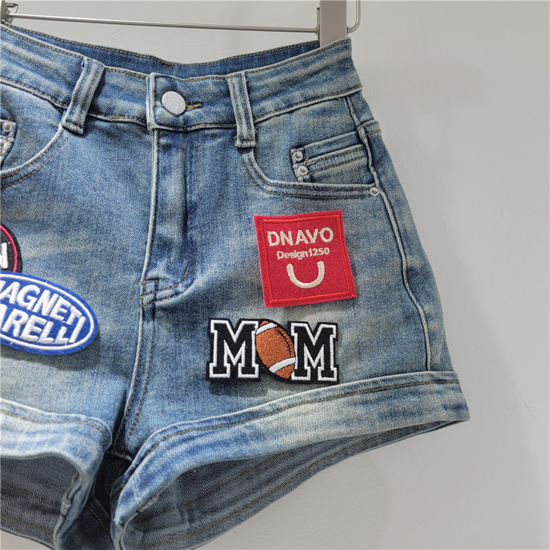 Pantalones Cortos Jeans con Parches para Mujer de Mezclilla Bordada image 4