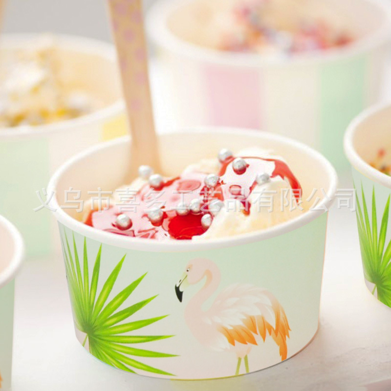 INS style Flamingo paper bowl party supplies layout disposable paper tableware ice cream snack paper bowl 8