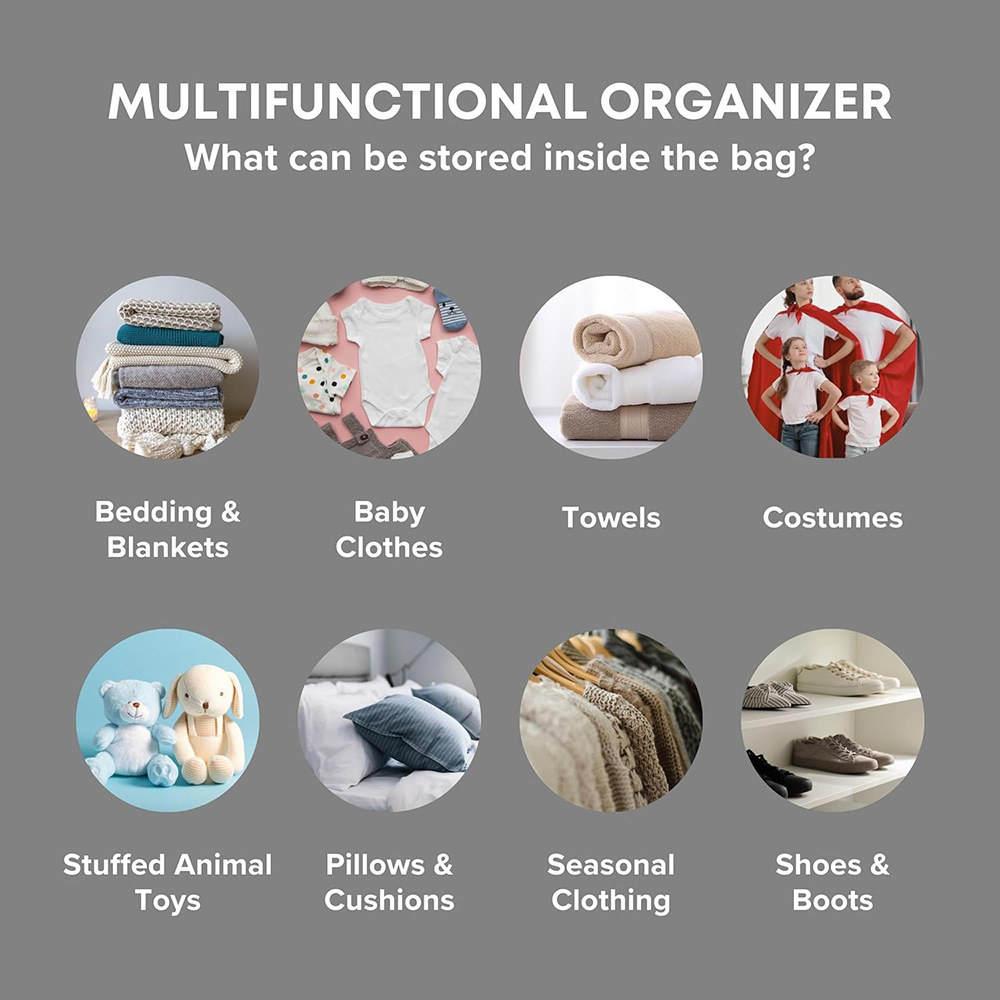 Foldable Under-Bed Storage 100x50x18cm | Dustproof Organizer | Clothes/Quilts | Gray/Black_voghion.com