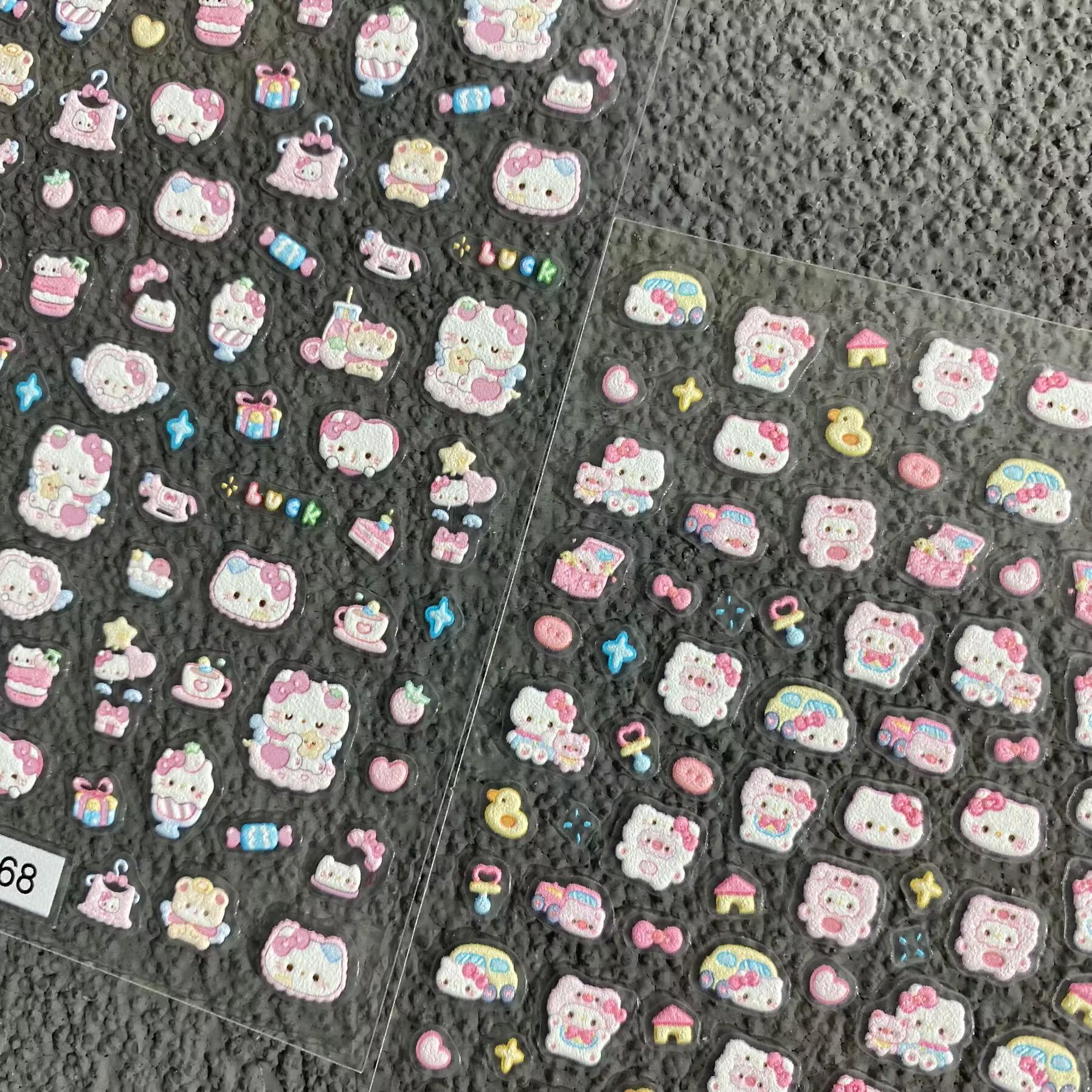 Cute Cartoon Kt Cat Nail Art Stickers Embossed Hellokitty Hello Kitty DIY Handbook Ccd Nail Decoration Stickers