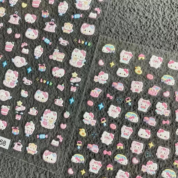 Cute Cartoon Kt Cat Nail Art Stickers Embossed Hellokitty Hello Kitty DIY Handbook Ccd Nail Decoration Stickers