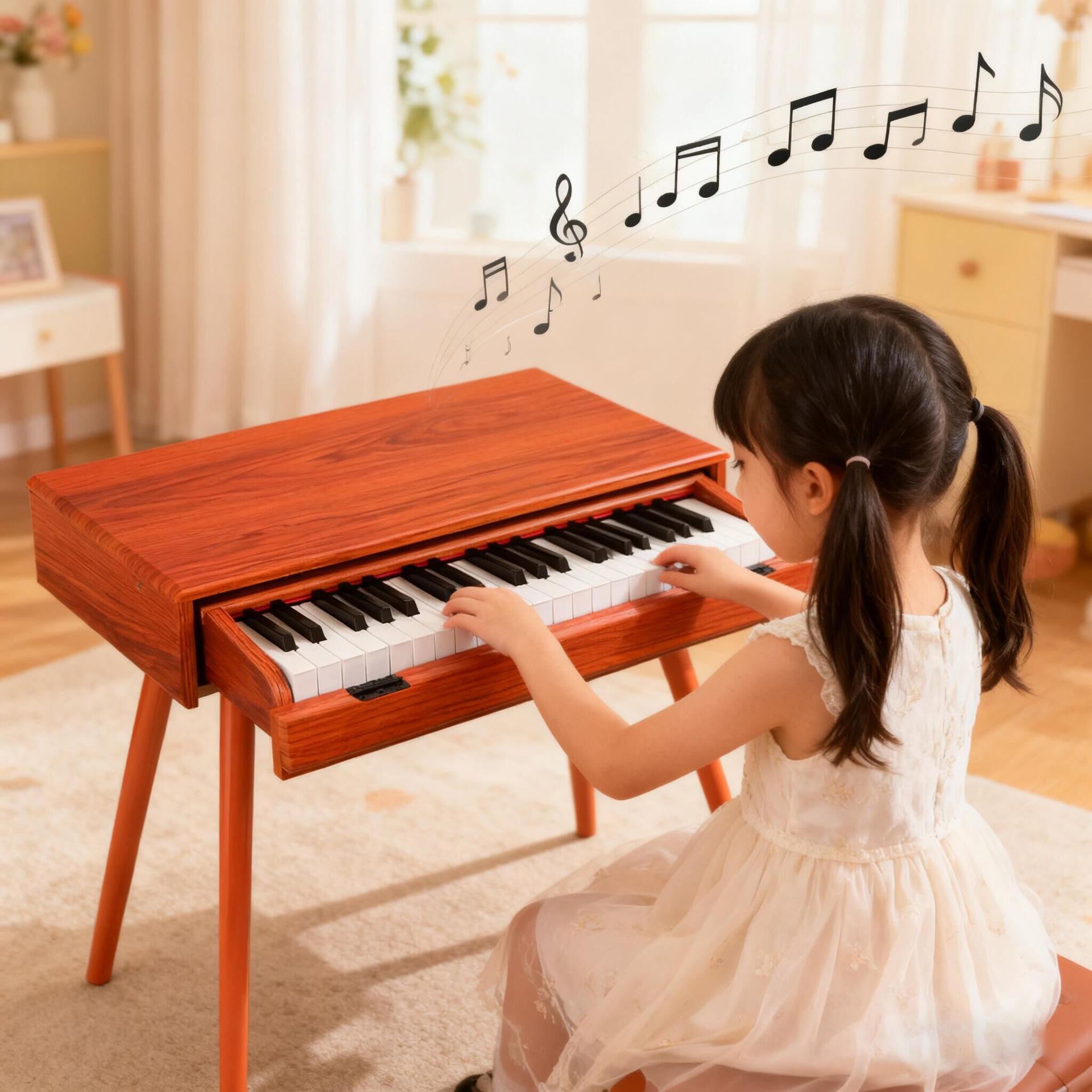 37-key wooden mini piano drawer style children's toy electronic keyboard music infants and toddlers 37-key beginner