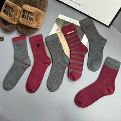 安可拉紅格雷灰復古字母條紋高筒堆堆襪學院風時尚波點襪一件代發