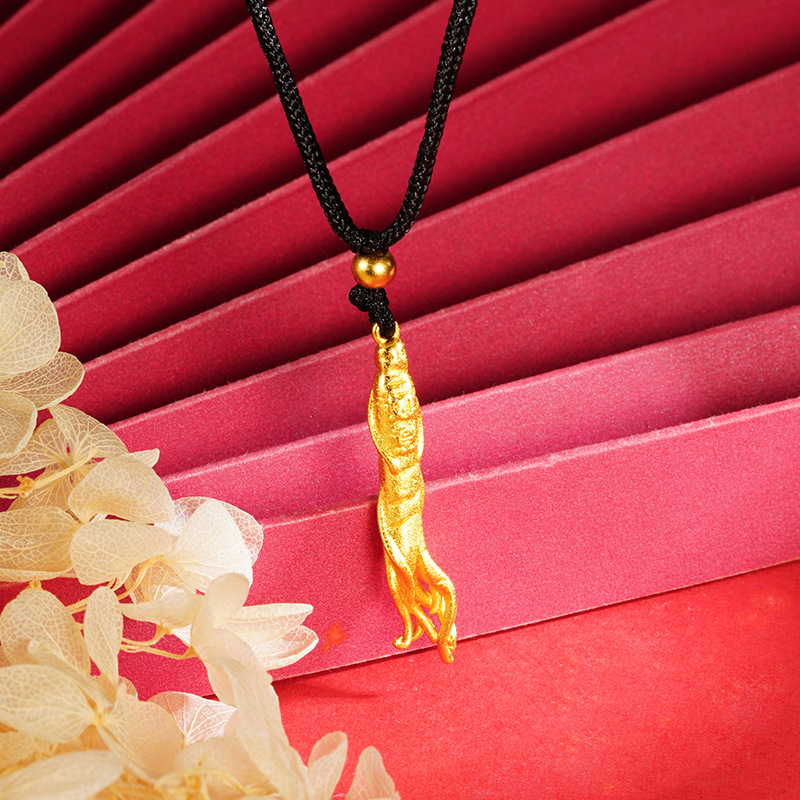 Collar de ginseng de oro de estilo antiguo ajustable de largo plazo no se desvanece de aleación de cobre todo partido joyería personalizada hombres y mujeres accesorios al por mayor