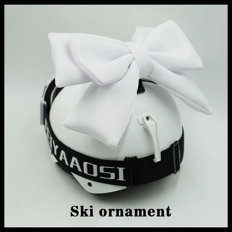 Cute Motorcycle Riding Gear Double Layer Bow Ski Helmet Decoration