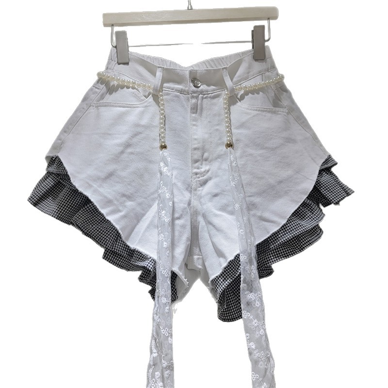Pantalones Cortos de Mezclilla de Tiro Alto para Mujer con Cinturón