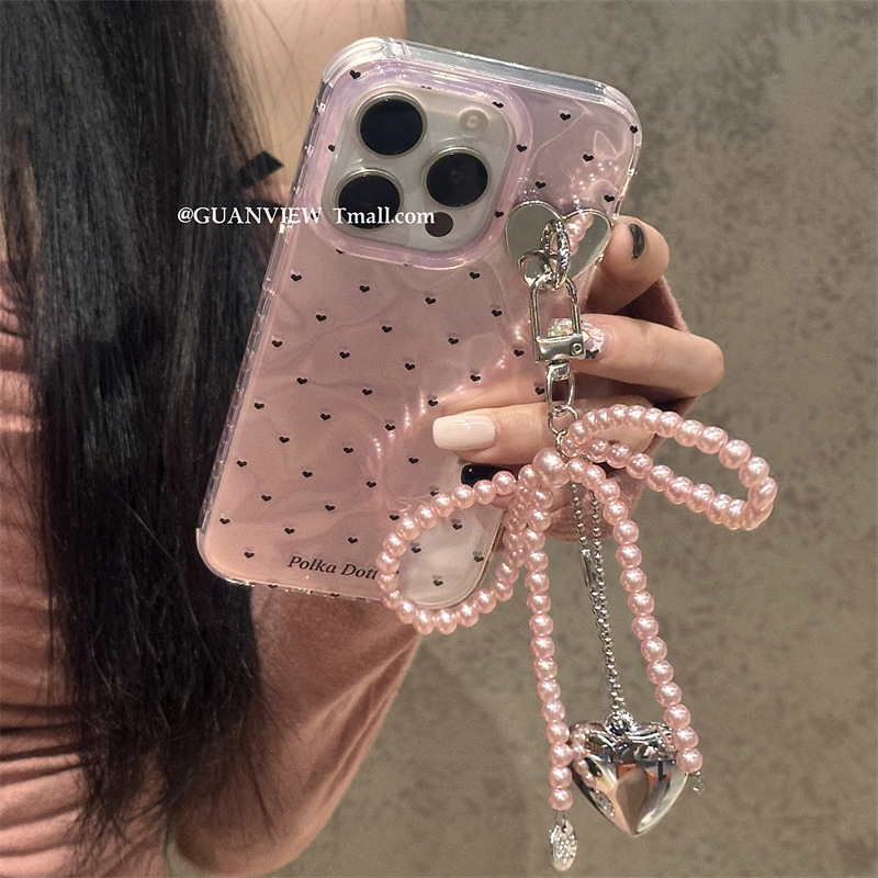 guanview Ins Sweet Sister Love Bow Pendant for iPhone15ProMax Apple 14 Mobile Phone