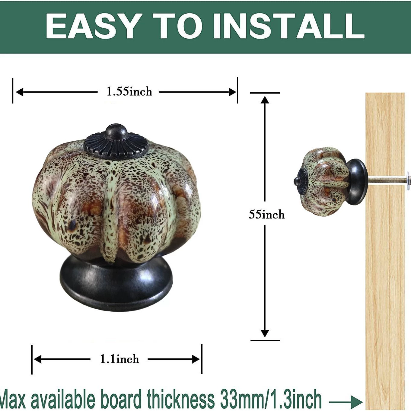 Cross-border Amazon Cabinet Pumpkin Shape Ceramic Handle Retro Cabinet Drawer American Handle