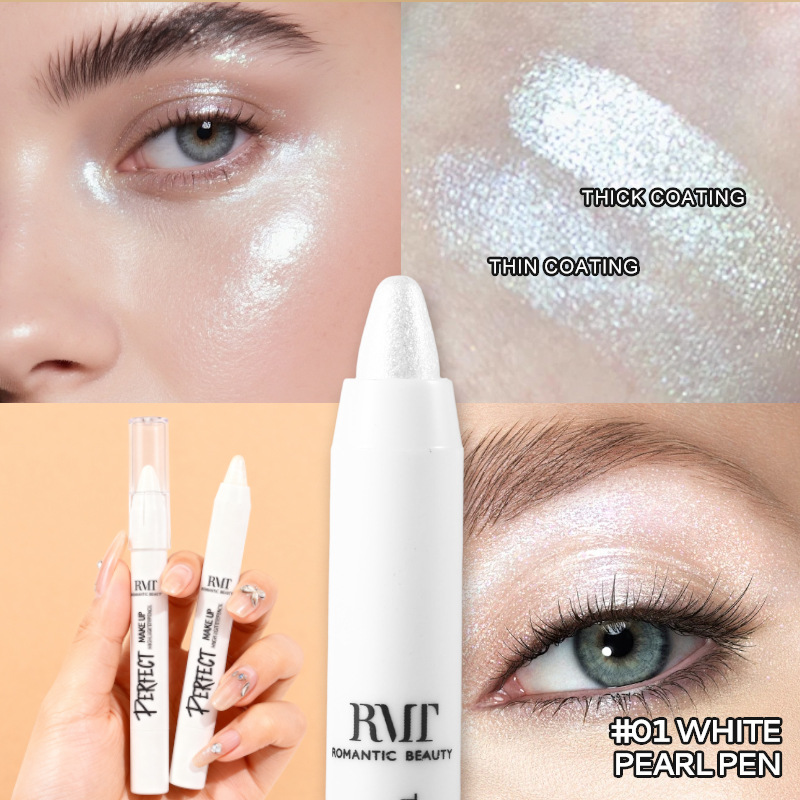Transfronterizos resaltados lápiz de sombra de ojos blanco brillante varilla de sombra de ojos brillante delicada multifuncional maquillaje de color resaltado lápiz de maquillaje de belleza