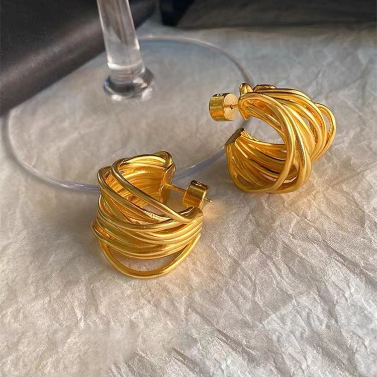 16g Weight 18K Gold Plated Plating Material Earrings Classification 1 Pair Original Design Round Plating Copper 18k Gold Plated Earrings